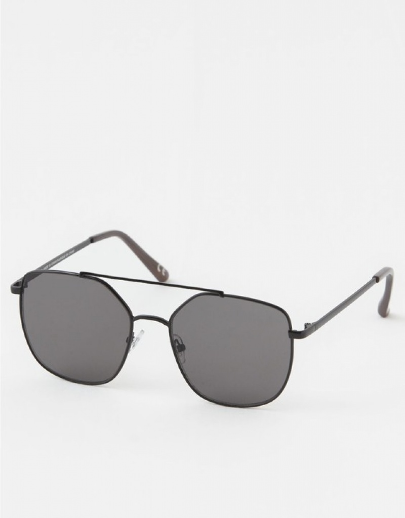 Aerie So Fly Angled Sunglasses Black | 5406OSGFK