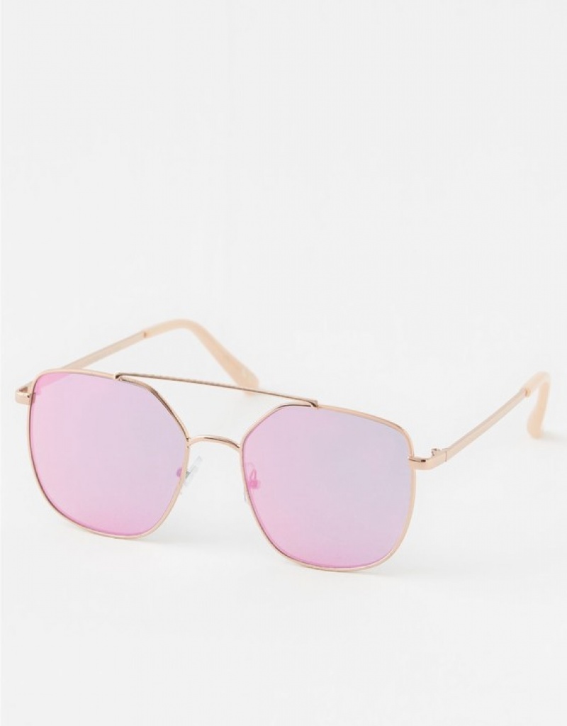 Aerie So Fly Angled Sunglasses Rose / Gold | 9405XRIHZ