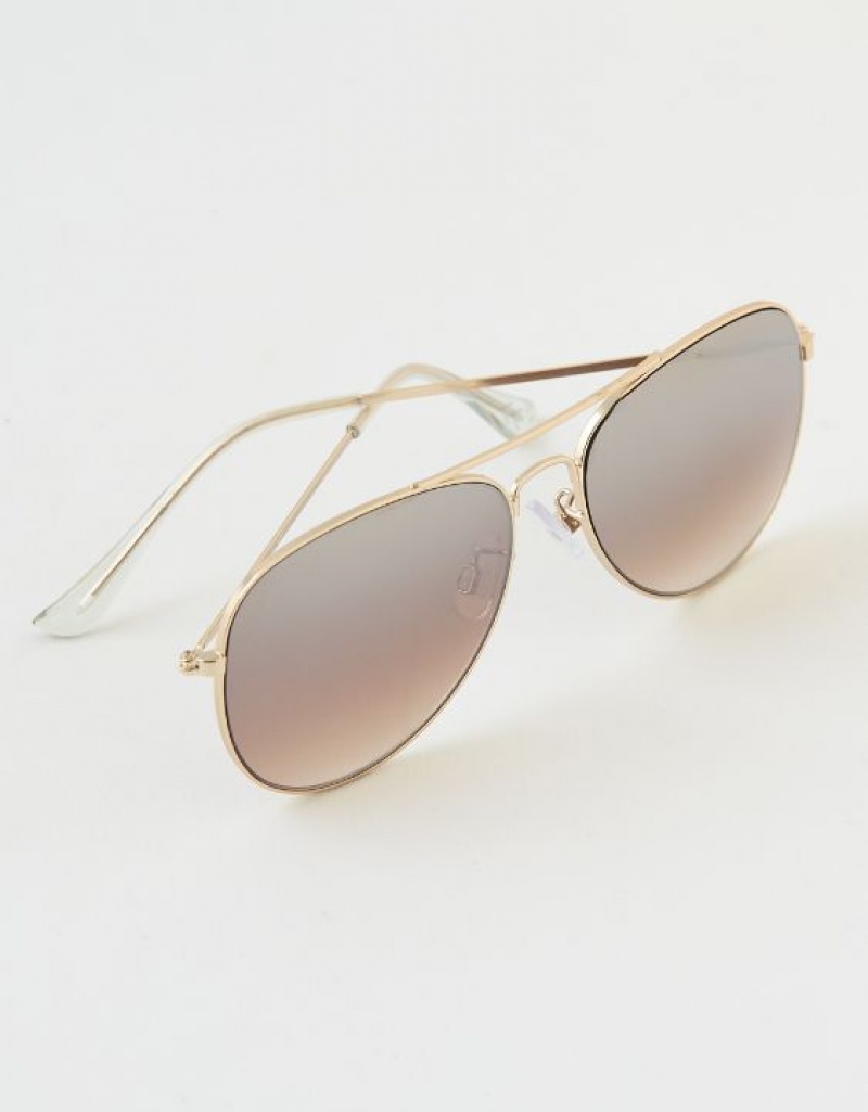 Aerie So Fly Sunglasses Gold | 1890UVXKS