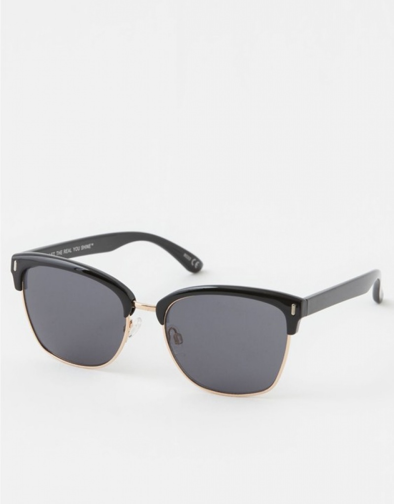 Aerie Squared Away Sunglasses Black | 7189OKUGB