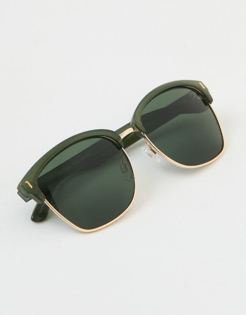 Aerie Squared Away Sunglasses Olive | 6415PWJYN