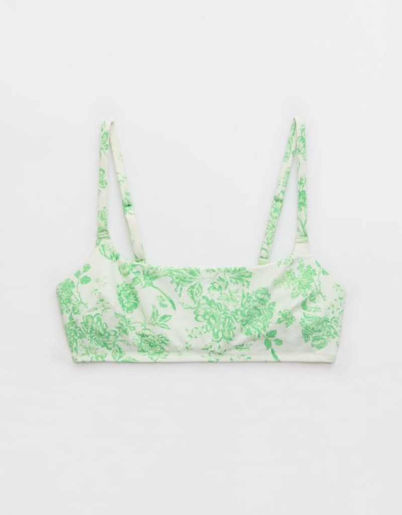 Aerie Straight Scoop Bikini Top Green | 6092OAHCQ