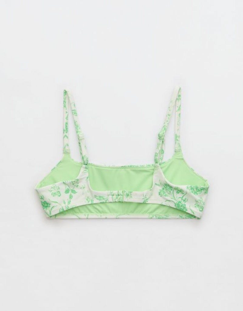 Aerie Straight Scoop Bikini Top Green | 6092OAHCQ