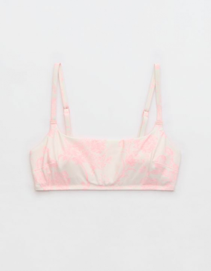 Aerie Straight Scoop Bikini Top Pink | 4521XMCHT