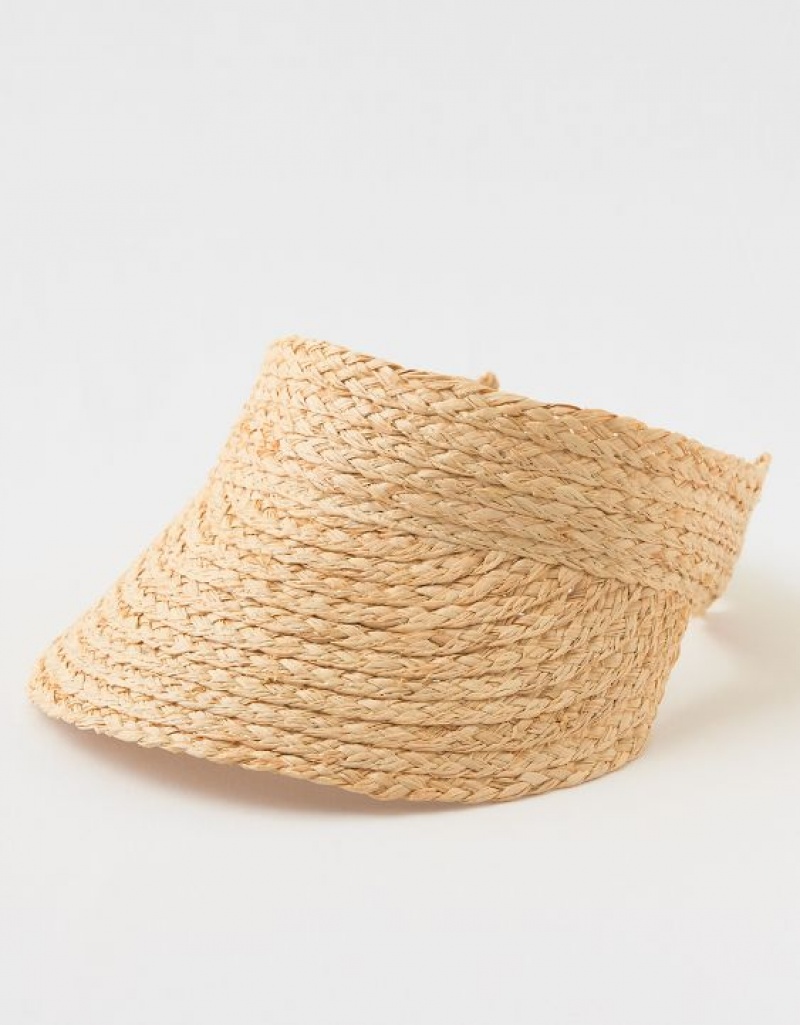 Aerie Straw Visor Hats Gold | 8236RPGXB