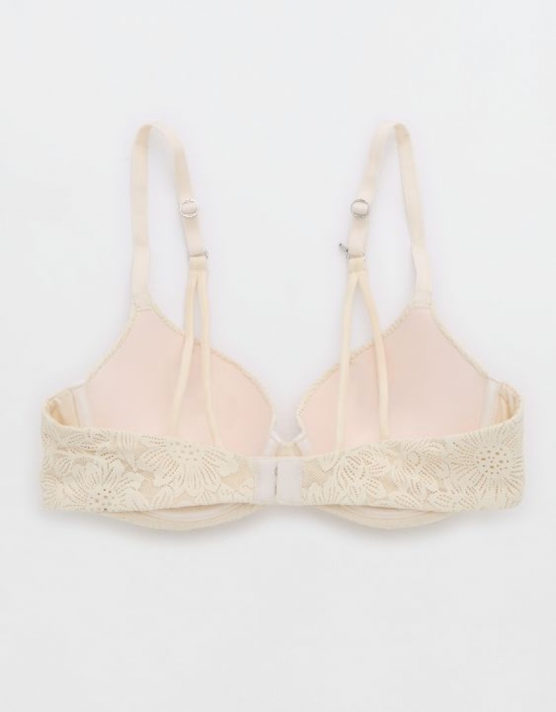 Aerie Sunnie Demi Push Up Bloom Lace Strappy Bras Light Yellow | 6230TRSIM