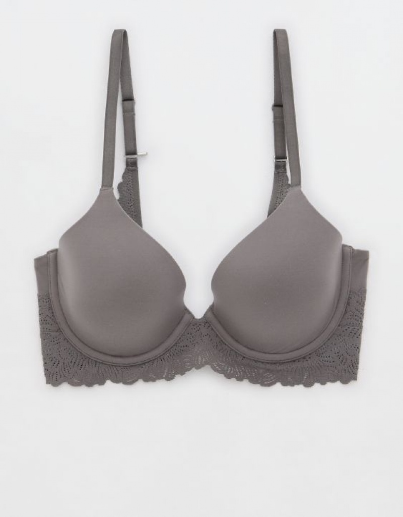 Aerie Sunnie Full Coverage Lightly Lined Bloom Lace Trim Bras Grey | 3169IUYZA