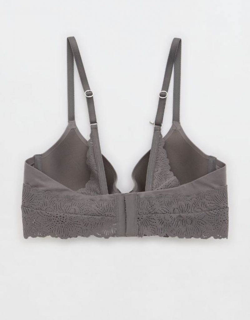 Aerie Sunnie Full Coverage Lightly Lined Bloom Lace Trim Bras Grey | 3169IUYZA