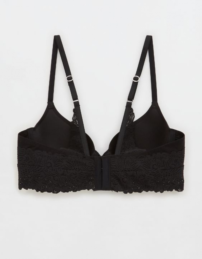 Aerie Sunnie Full Coverage Lightly Lined Bloom Lace Trim Bras Black | 9062EIVBT