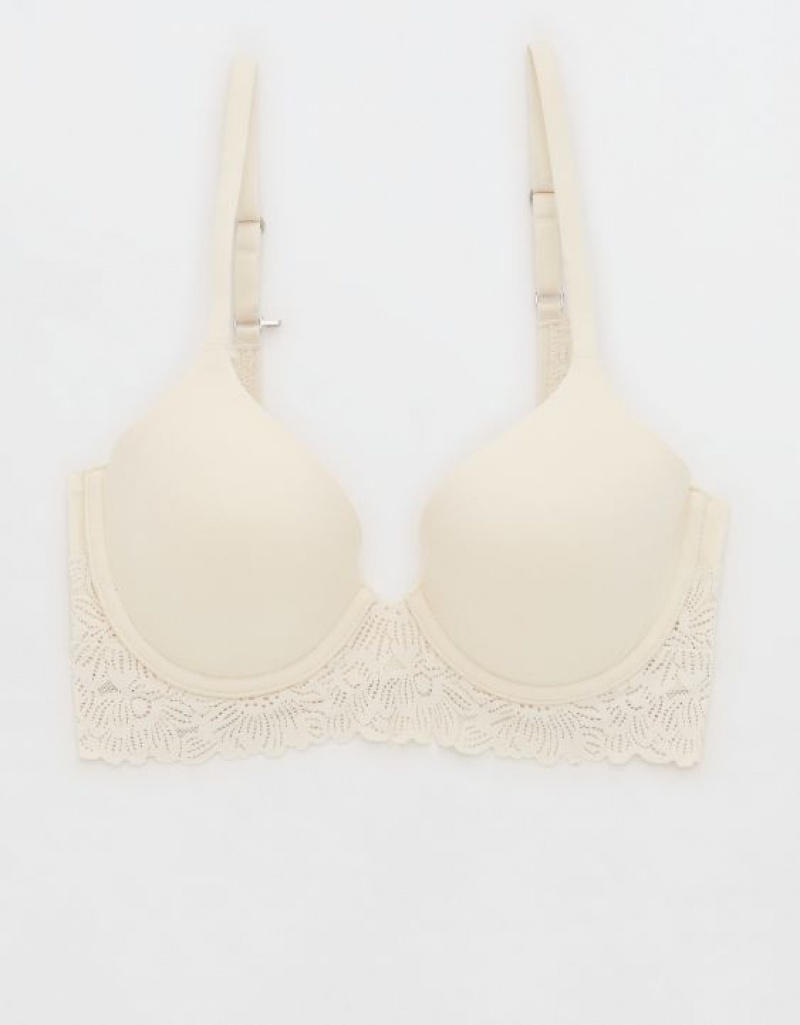 Aerie Sunnie Full Coverage Lightly Lined Bloom Lace Trim Bras Light Yellow | 8350HZXNG