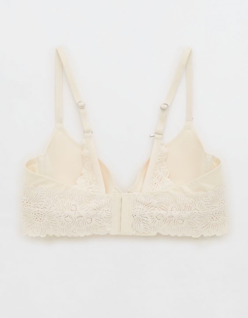 Aerie Sunnie Full Coverage Lightly Lined Bloom Lace Trim Bras Light Yellow | 8350HZXNG