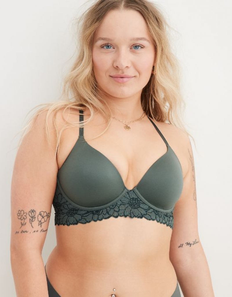 Aerie Sunnie Full Coverage Lightly Lined Bloom Lace Trim Bras Royal | 2360ZECAM