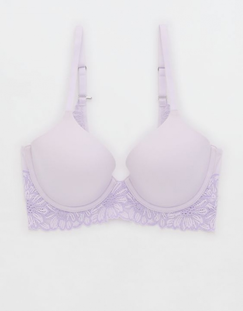 Aerie Sunnie Full Coverage Lightly Lined Bloom Lace Trim Bras Lavender | 6814CUDLV