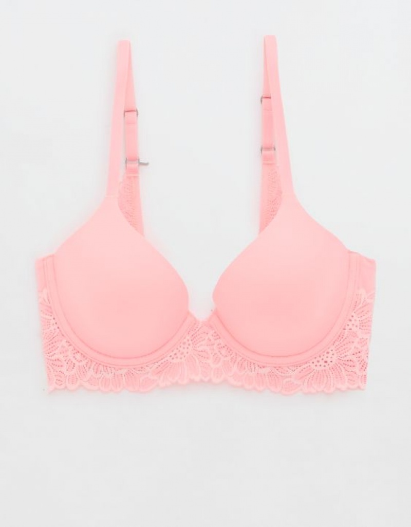 Aerie Sunnie Full Coverage Lightly Lined Bloom Lace Trim Bras Pink | 6852AJFDC