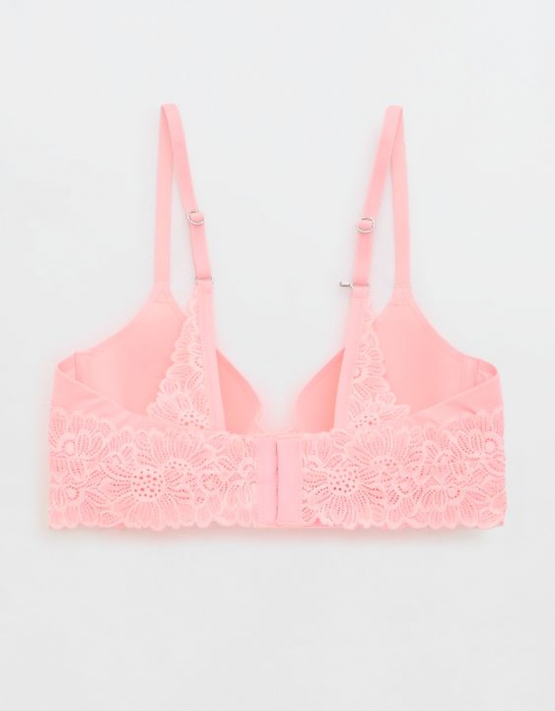 Aerie Sunnie Full Coverage Lightly Lined Bloom Lace Trim Bras Pink | 6852AJFDC