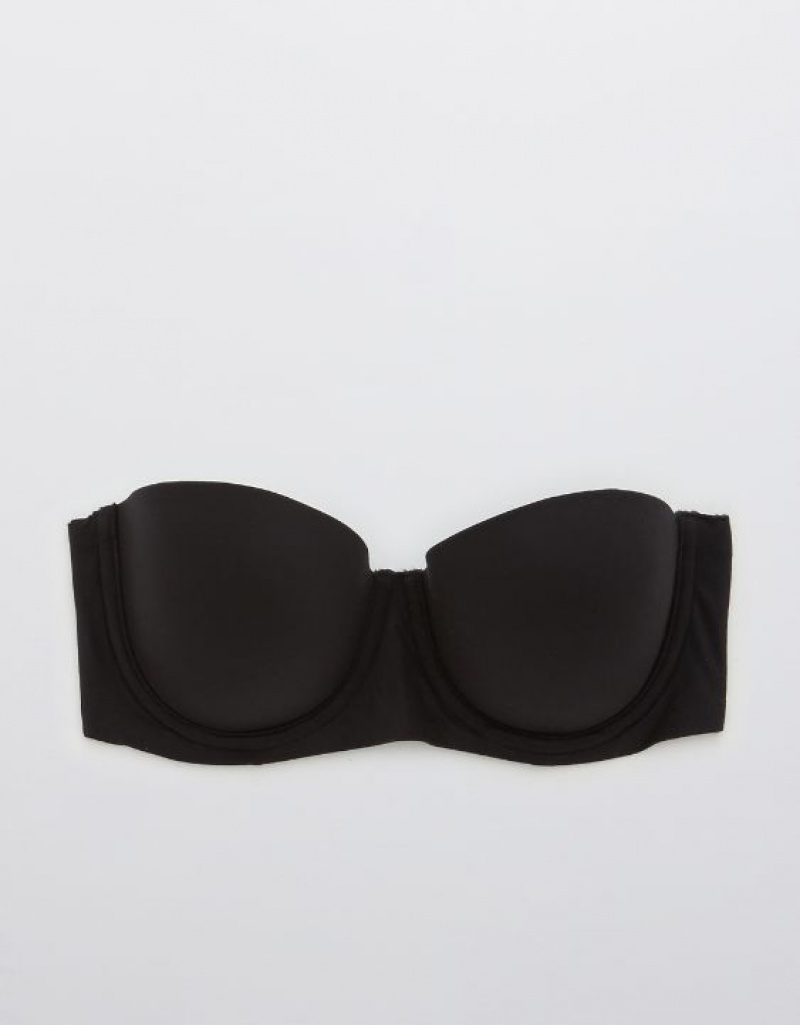 Aerie Sunnie Strapless Lightly Lined Bras Black | 3874XBLSY