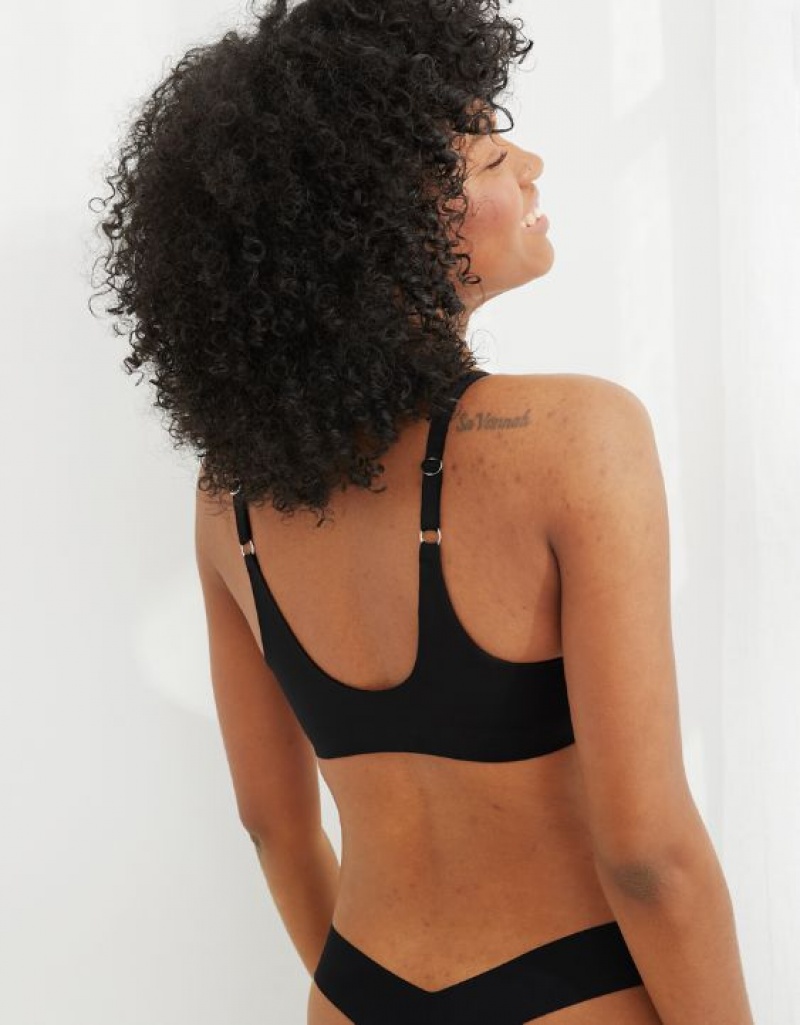 Aerie Sunnie Wireless Lightly Lined Bras Black | 0386PKQNE