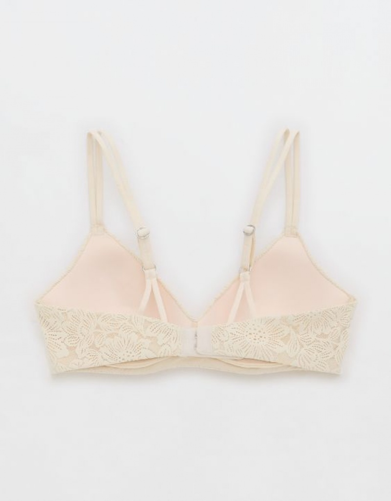 Aerie Sunnie Wireless Push Up Bloom Lace Bras Light Yellow | 8137GBYFC