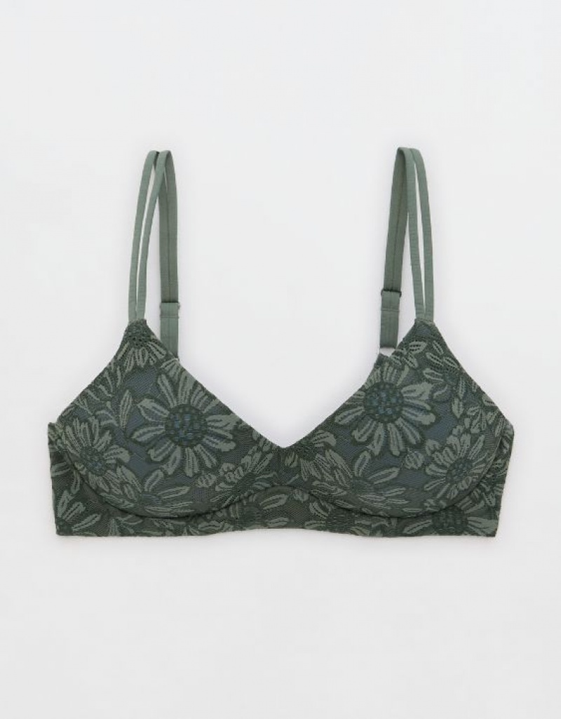 Aerie Sunnie Wireless Push Up Bloom Lace Bras Royal | 0314SKJEZ