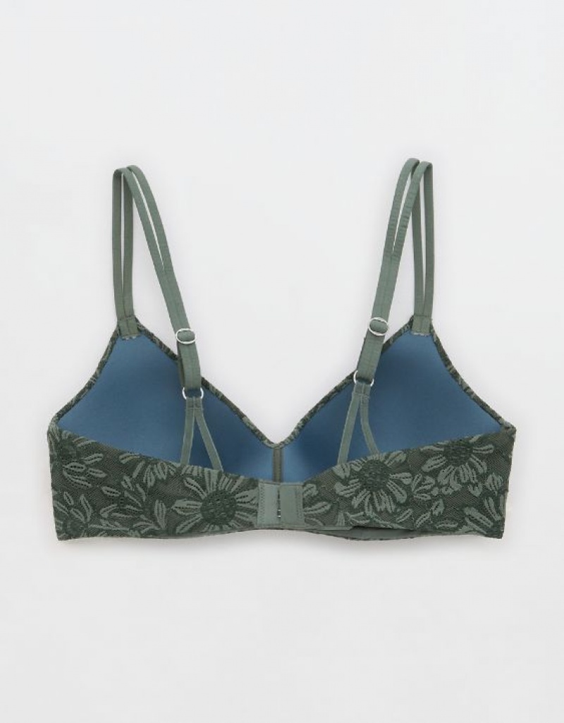 Aerie Sunnie Wireless Push Up Bloom Lace Bras Royal | 0314SKJEZ