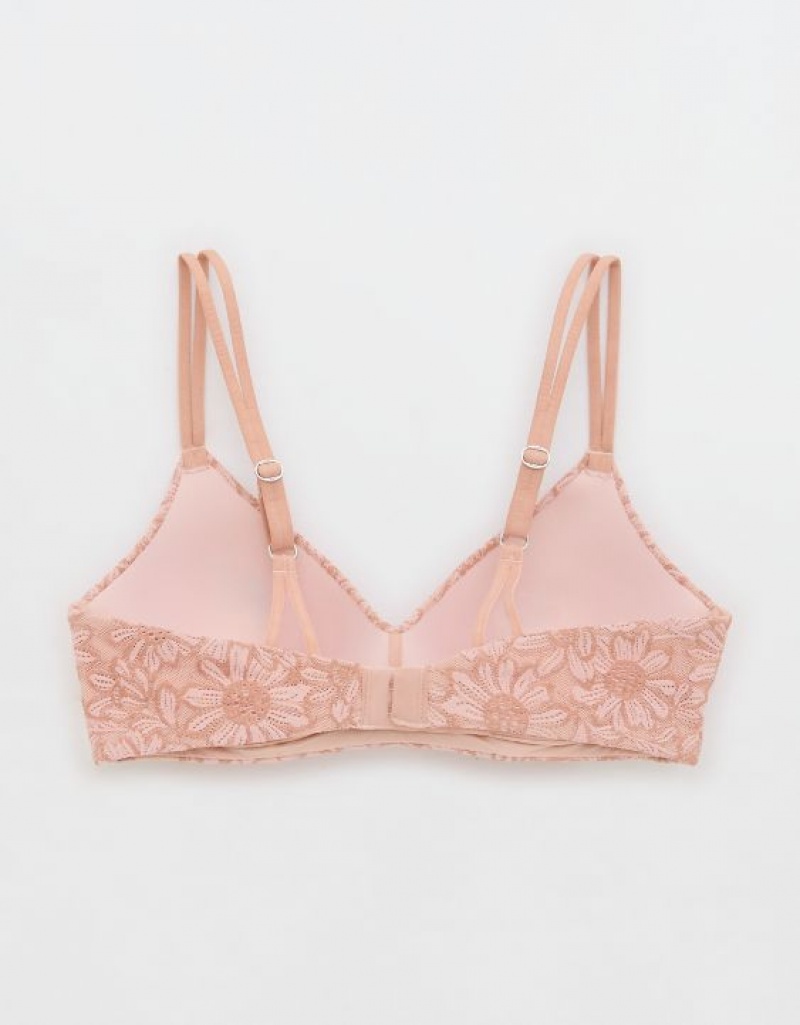 Aerie Sunnie Wireless Push Up Bloom Lace Bras Pink | 8236CSGIK