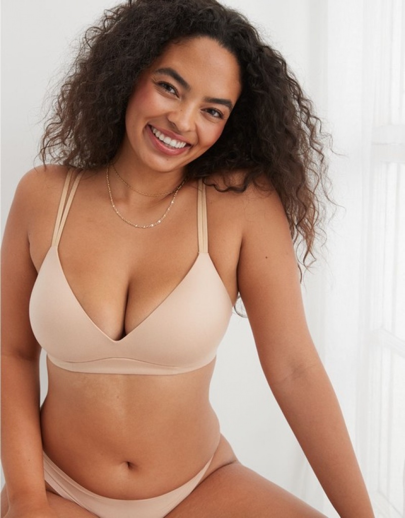 Aerie Sunnie Wireless Push Up Bras Beige | 2387ETDBX