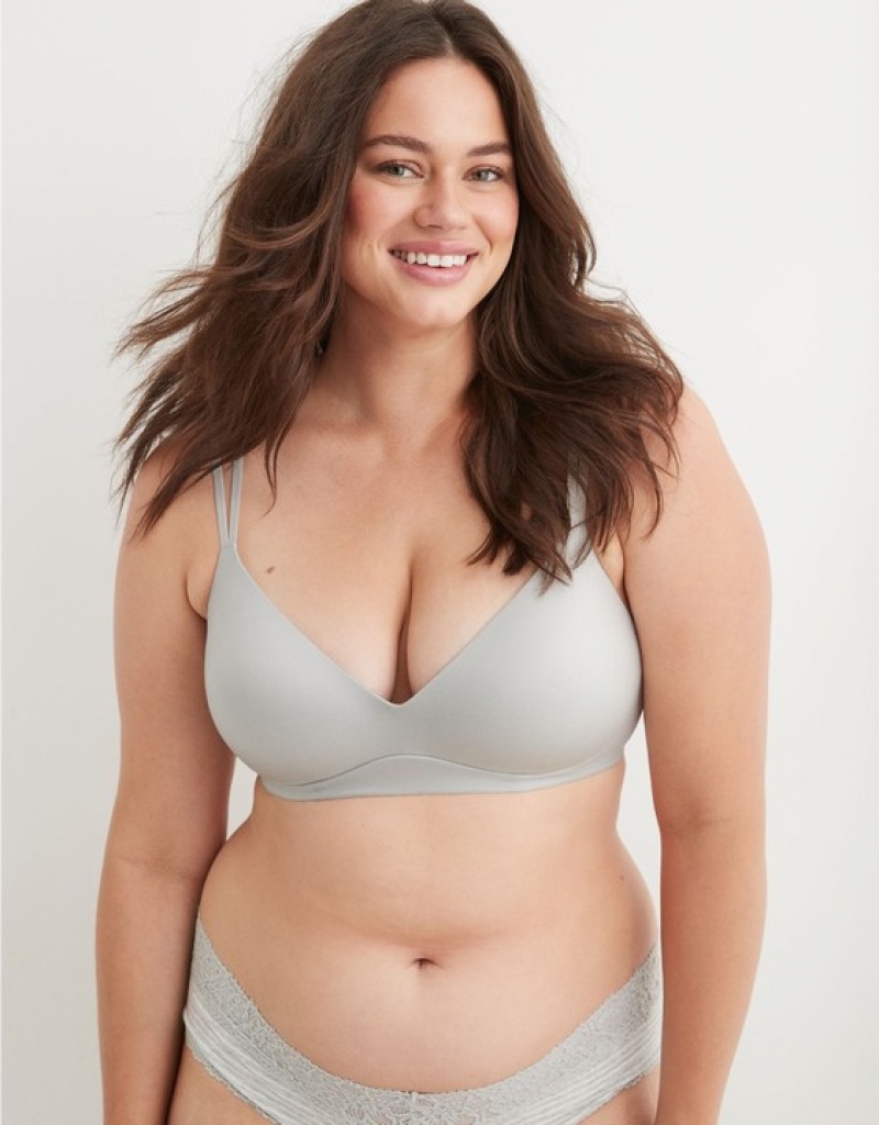 Aerie Sunnie Wireless Push Up Bras Grey | 3720THRYW