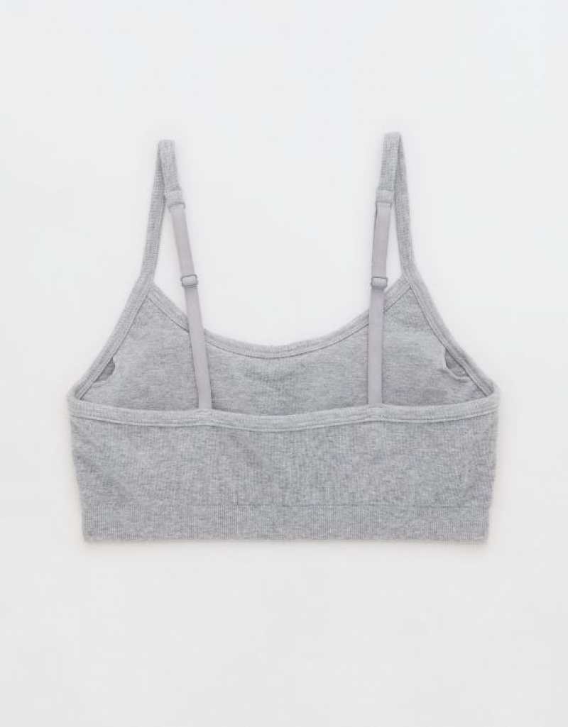 Aerie Superchill Cotton Seamless Padded Scooplette Bras Dark Grey | 6142GOINC