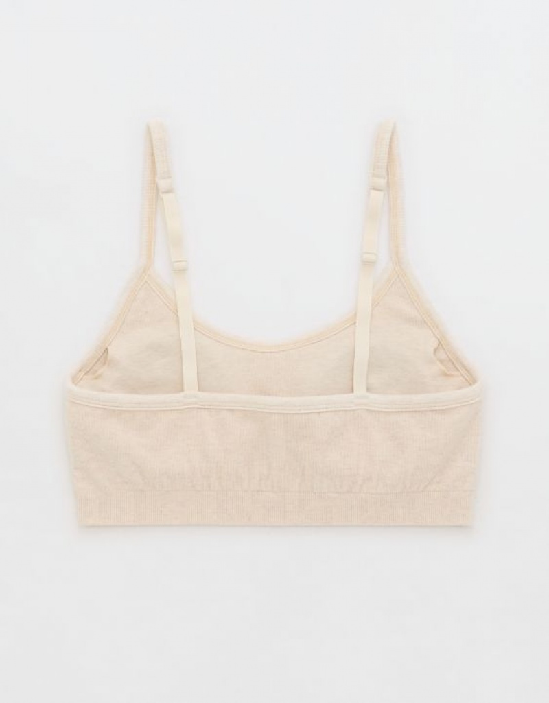 Aerie Superchill Cotton Seamless Padded Scooplette Bras White | 6547VDUHP