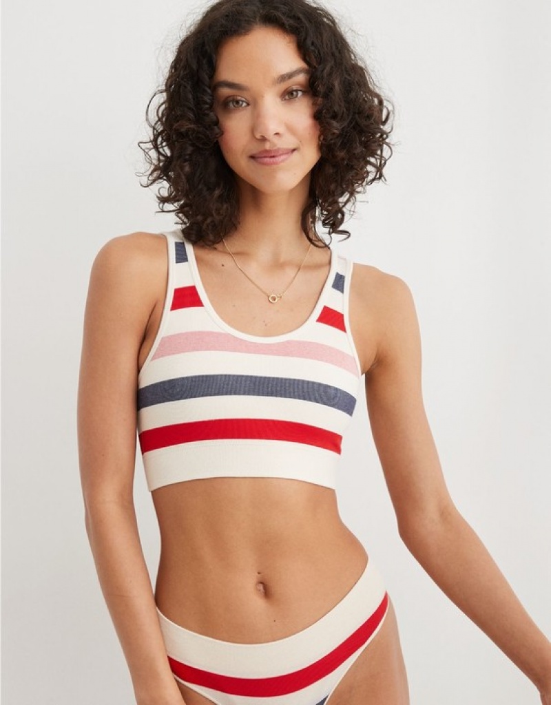 Aerie Superchill Cotton Seamless Scooplette Bras Red | 2045FXQOE