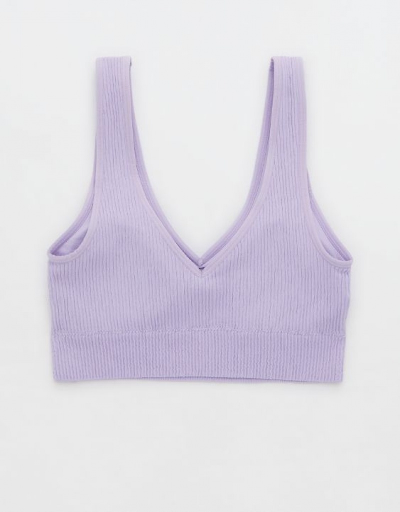 Aerie Superchill Seamless Padded Vooplette Bras Purple / Wash | 2049GDOKI