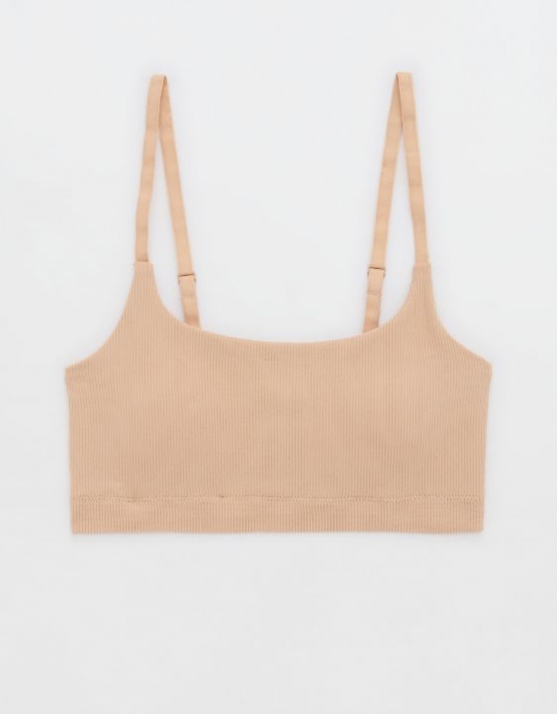 Aerie Superchill Seamless Scooplette Bras Beige | 1589IGLJX