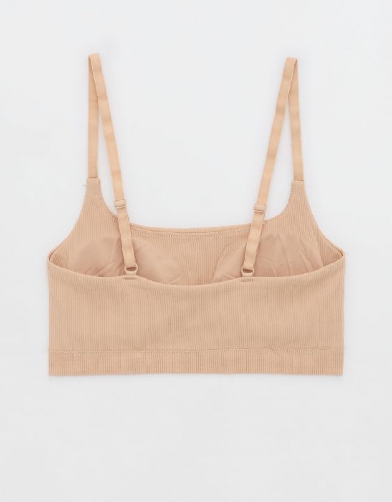 Aerie Superchill Seamless Scooplette Bras Beige | 1589IGLJX