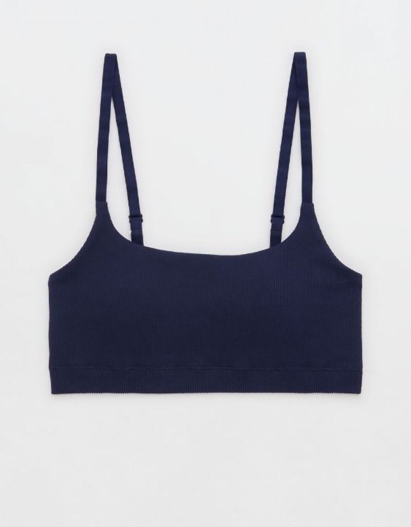 Aerie Superchill Seamless Scooplette Bras Navy | 8392ZPLMU