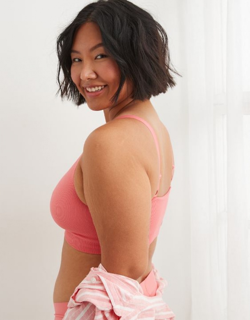 Aerie Superchill Seamless Scooplette Bras Coral | 2893NGDYR