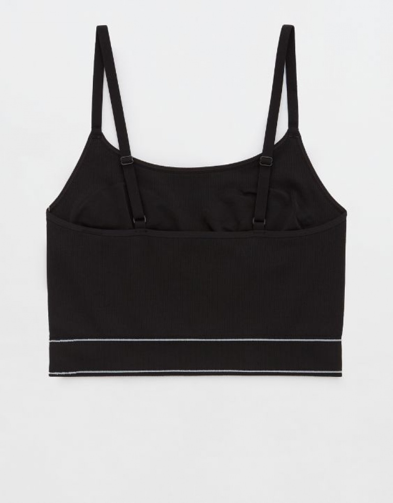 Aerie Superchill Seamless Top Bras Black | 8934QZXED