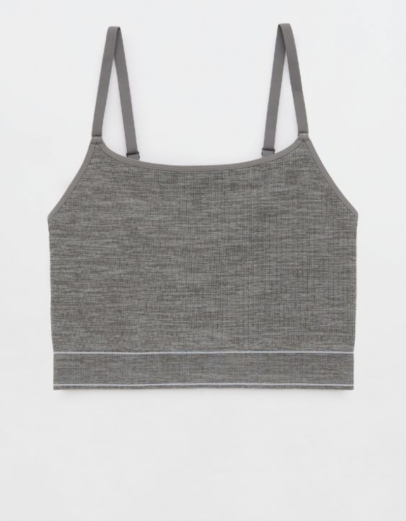 Aerie Superchill Seamless Top Bras Dark Grey | 1970XFQVI