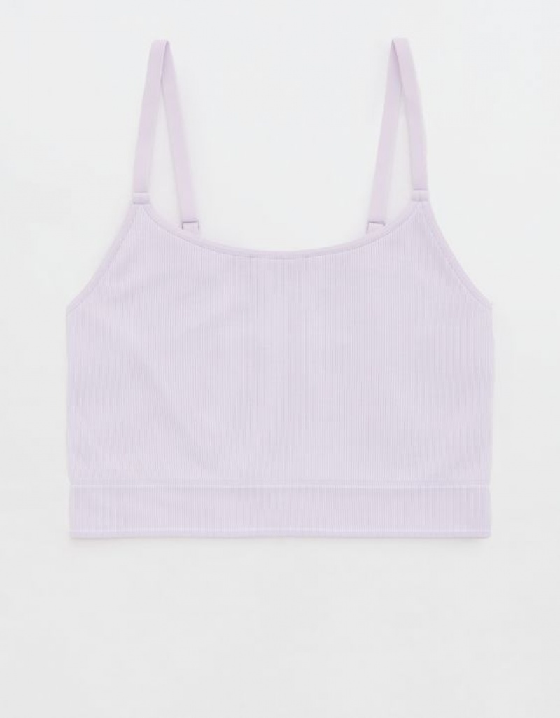 Aerie Superchill Seamless Top Bras Lavender | 5496CKAZS