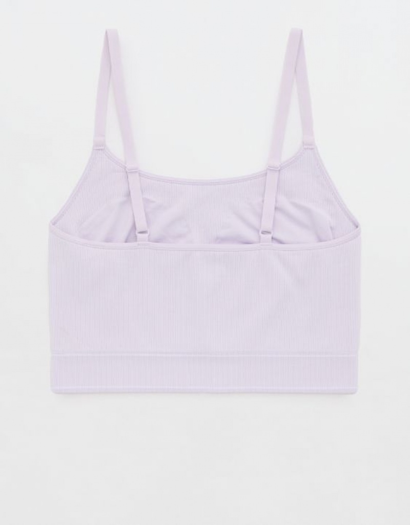 Aerie Superchill Seamless Top Bras Lavender | 5496CKAZS