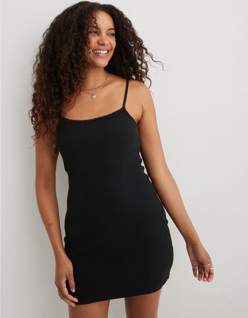 Aerie Tank Mini Dress Black | 4591AZFNW