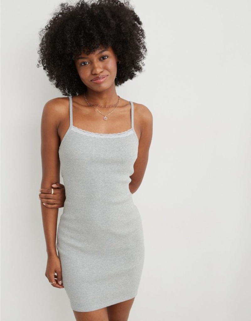 Aerie Tank Mini Dress Grey | 1345RVBKH