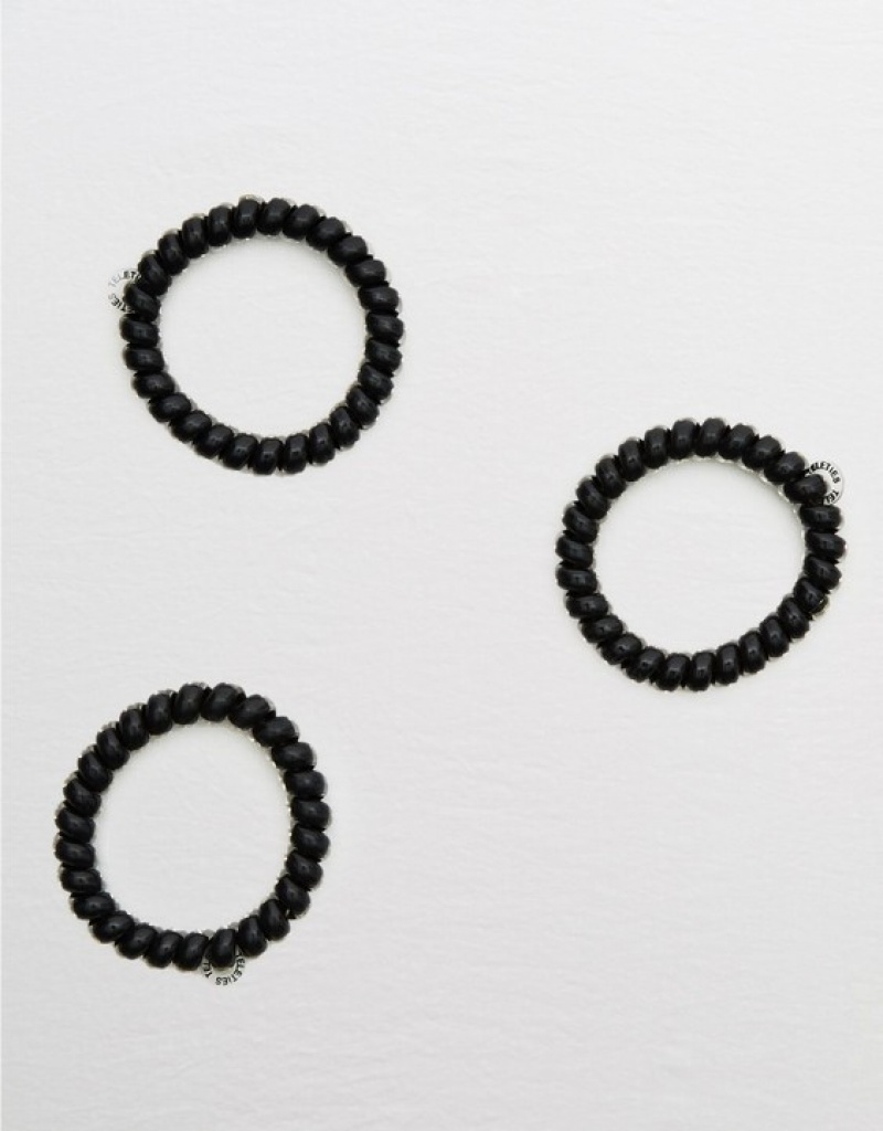 Aerie Teleties Large 3-Pack Hair Accessories Black | 1025KLYQW