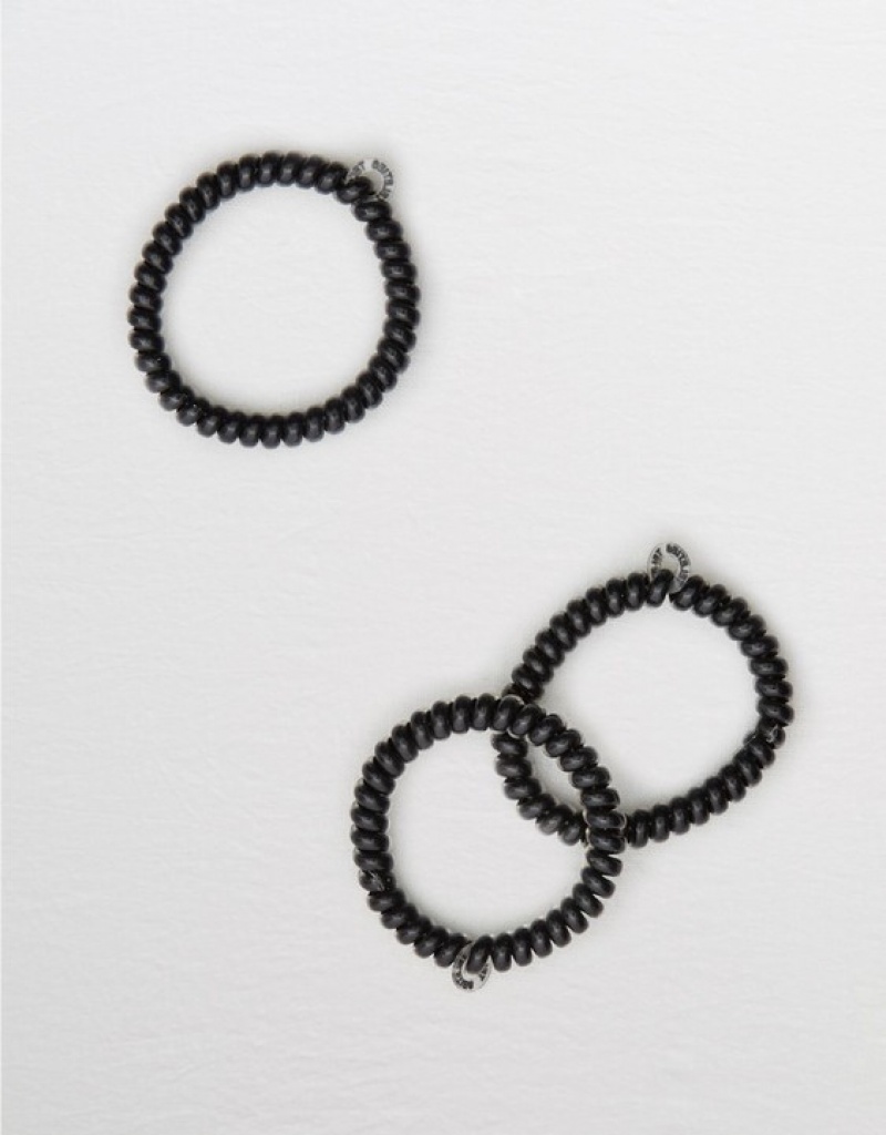 Aerie Teleties Small Hair Ties 3-Pack Hair Accessories Black | 5081FNTIV