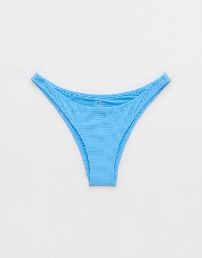 Aerie Terry Cheeky Bikini Bottom Blue | 2543EOGXV