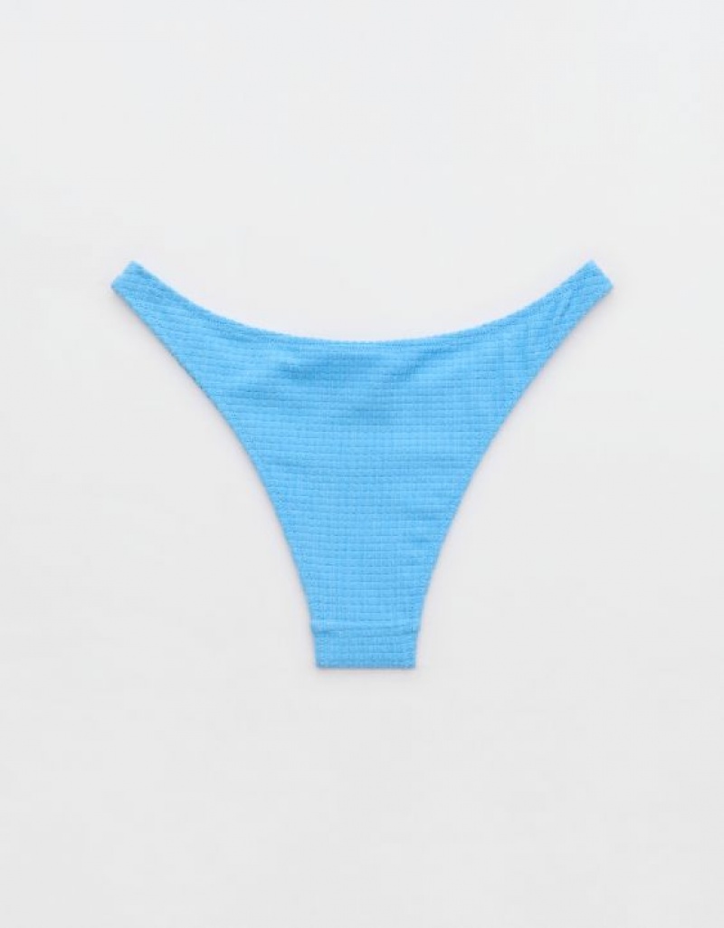 Aerie Terry Cheeky Bikini Bottom Blue | 2543EOGXV