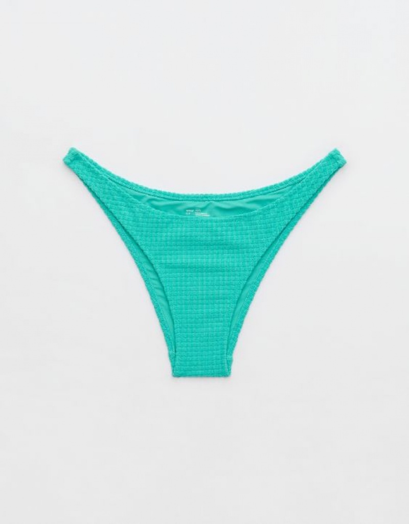 Aerie Terry Cheeky Bikini Bottom Turquoise | 3596JCEOL