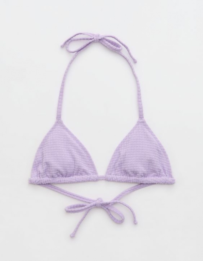 Aerie Terry String Triangle Bikini Top Purple / Wash | 5840LHPRO