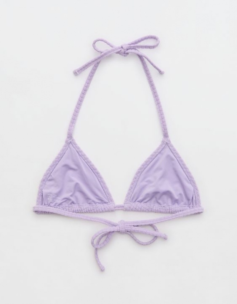 Aerie Terry String Triangle Bikini Top Purple / Wash | 5840LHPRO