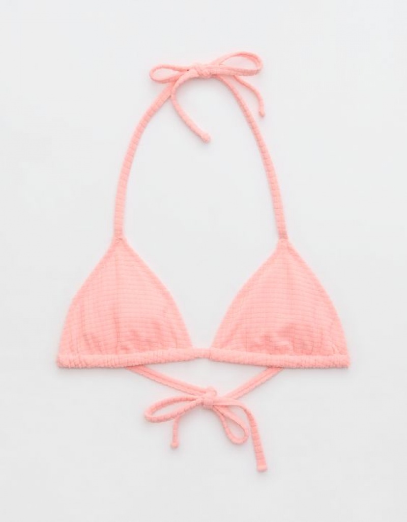 Aerie Terry String Triangle Bikini Top Pink | 3281AMIWJ