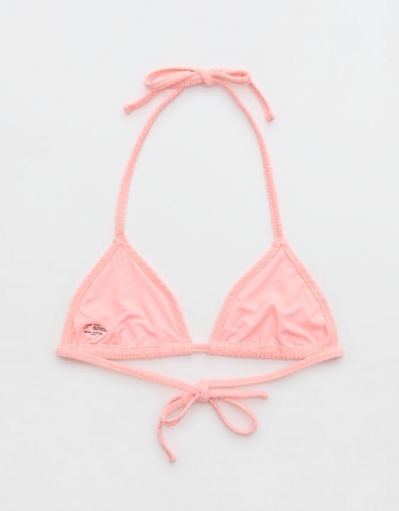 Aerie Terry String Triangle Bikini Top Pink | 3281AMIWJ